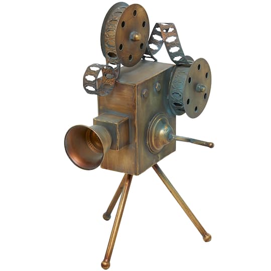 16" Brown Metal Decorative Camera Film Sculpture